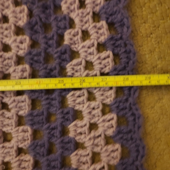 Handmade Crocheted Purple Lap Crib Blanket Throw Afghan - Picture 11 of 11